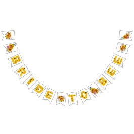 Bruid tot Bij | Waterverf Bloem Bruiloft Vlaggetjes