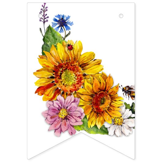 Bruid tot Bij | Waterverf Bloem Bruiloft Vlaggetjes (Tweede vlag)