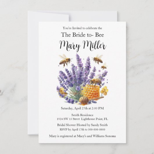 Bruid-tot-Bruid Lavendel Honing Bruidsmeisjesfeest Kaart (Voorkant)