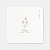 "Bruid tot bruid" Roze & Witte aquarel Tulp Servet (Voorkant)