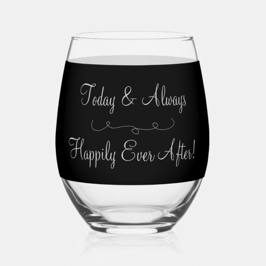 Bruid tot Bruidegom Gift Monogram Zwart Rood Hart Wijnglas Zonder Voet (Achterkant)