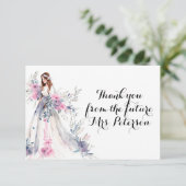 Bruid tot elegante witte jurk bruidsbedankingskaar informatiekaartje (Staand voorkant)