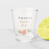 Bruid-tot-zijn roze gouden bloemige eucalyptus gro shot glas (Voorkant)