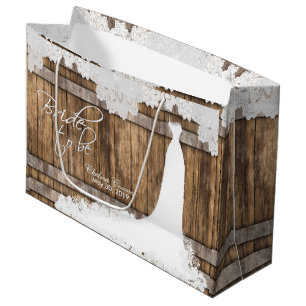 Bruid-tot-Zijn - Rustieke Hout & Vintage Kant Ontw Large Cadeautasje