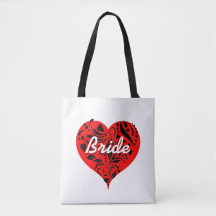 Bruid Tote Met Rode En Zwarte Harten Bag