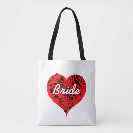 Bruid Tote Met Rode En Zwarte Harten Bag (Voorkant)