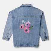 Bruid Trendy Waterverf Roze Bloemen Denim Jacket (Achterkant)