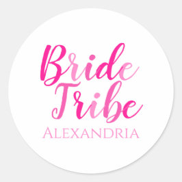 Bruid Tribe Bachelorette Party Hot Pink Ronde Sticker