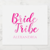 Bruid Tribe Bachelorette Party Hot Pink Sparkling Wijnetiket (Enkel label)