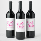 Bruid Tribe Bachelorette Party Hot Pink Wijn Etiket (Flessen)