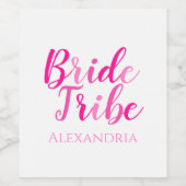 Bruid Tribe Bachelorette Party Hot Pink Wijn Etiket (Enkel label)