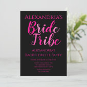 Bruid Tribe Bachelorette Party Hot Roze Zwart Kaart (Staand voorkant)