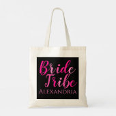 Bruid Tribe Bachelorette Party Hot Roze Zwart Tote Bag (Achterkant)