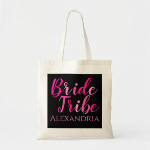 Bruid Tribe Bachelorette Party Hot Roze Zwart Tote Bag