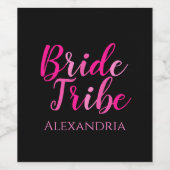 Bruid Tribe Bachelorette Party Hot Roze Zwart Wijn Etiket (Enkel label)