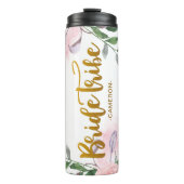 Bruid Tribe Bloemen en Faux Goud met Naam Thermosbeker (Voorkant)