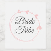 Bruid Tribe Blush Roze Eenvoudige Hart Krans Wijn Etiket (Enkel label)