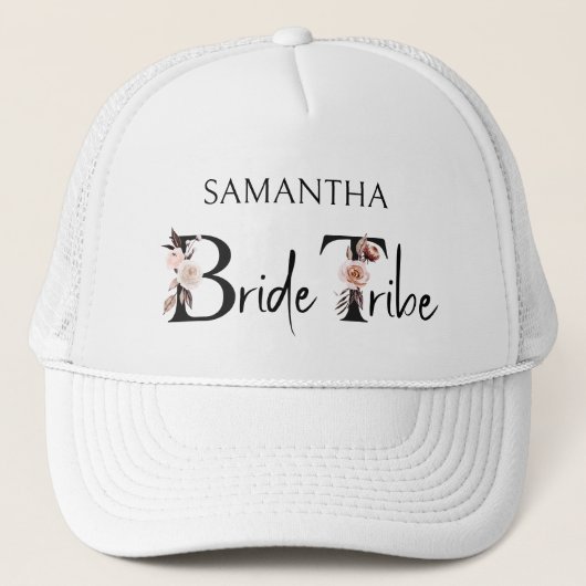 Bruid Tribe Boho Bloemen Letters Bachelorette Trucker Pet (Voorkant)