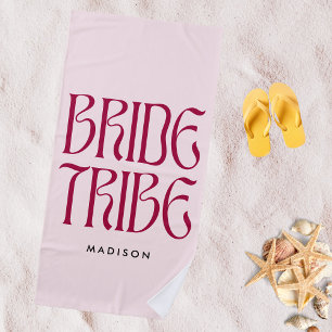 Bruid Tribe Bold Roze Magenta Bachelorette Strandlaken