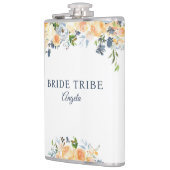 Bruid Tribe Coral Peach Navy Bloemen Custom Heupfles (Links)