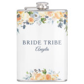 Bruid Tribe Coral Peach Navy Bloemen Custom Heupfles (Voorkant)