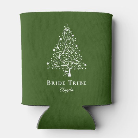 Bruid Tribe Elegant Bos Groen Wit Tree Custom Blikjeskoeler (Achterkant)