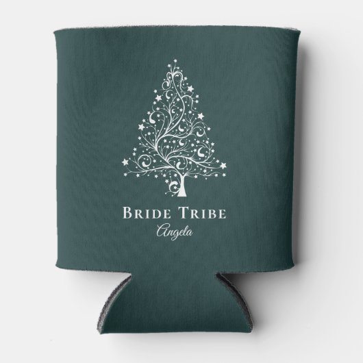 Bruid Tribe Elegant Emerald White Tree Custom Blikjeskoeler (Voorkant)