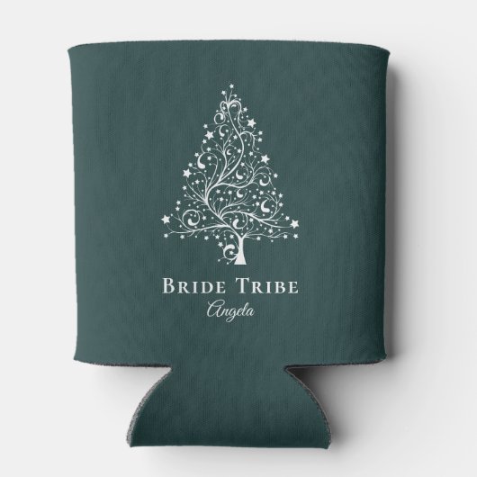 Bruid Tribe Elegant Emerald White Tree Custom Blikjeskoeler (Achterkant)
