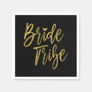 Bruid Tribe Faux Gold Folie en zwart met hart Servetten