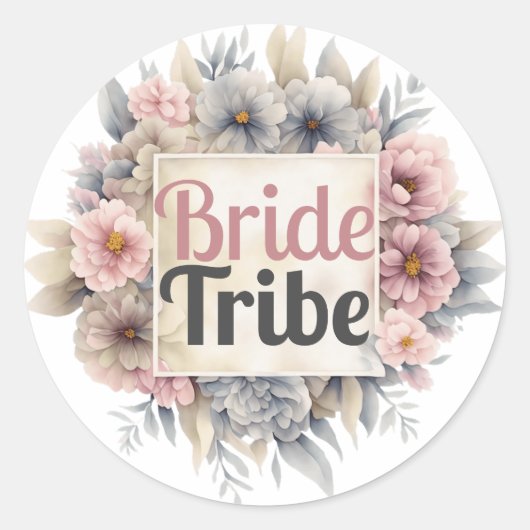 Bruid Tribe Floral Elegant Chic Modern Stijlvol Ronde Sticker (Voorkant)