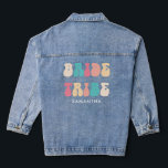 Bruid Tribe Funky Retro  Bachelorette Party Denim Jacket<br><div class="desc">Bruid Tribe Funky Retro  Bachelorette Party Denim Jacket met aangepaste naam</div>