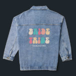 Bruid Tribe Funky Retro  Bachelorette Party Denim Jacket<br><div class="desc">Bruid Tribe Funky Retro  Bachelorette Party Denim Jacket met aangepaste naam</div>