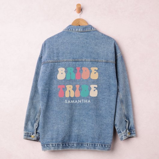 Bruid Tribe Funky Retro  Bachelorette Party Denim Jacket (Hangar)