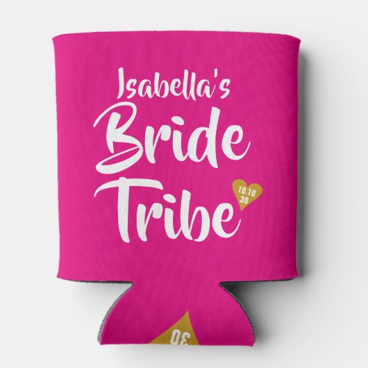 Bruid Tribe Gold Date Heart Gepersonaliseerd Blikjeskoeler (Achterkant)