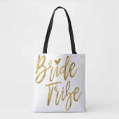 Bruid Tribe Goud en Wit Wedding Party Bag Tote Bag (Voorkant)