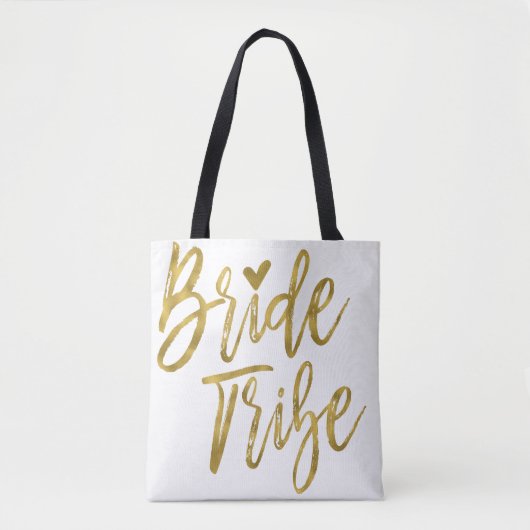 Bruid Tribe Goud en Wit Wedding Party Bag Tote Bag (Voorkant)