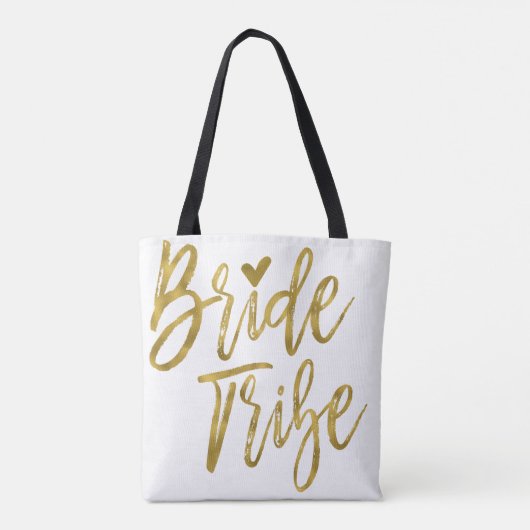 Bruid Tribe Goud en Wit Wedding Party Bag Tote Bag (Achterkant)
