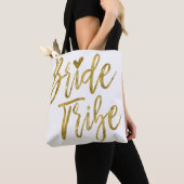 Bruid Tribe Goud en Wit Wedding Party Bag Tote Bag (Dichtbij)