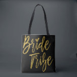 Bruid Tribe Goud en Zwarte Wedding Party Bag Tote Bag<br><div class="desc">Bride Tribe Gold en Black Wedding Party Bag is de perfecte bruidstas om mee te reizen naar een bestemming bruiloft.</div>
