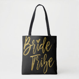 Bruid Tribe Goud en Zwarte Wedding Party Bag Tote Bag