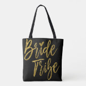 Bruid Tribe Goud en Zwarte Wedding Party Bag Tote Bag (Achterkant)