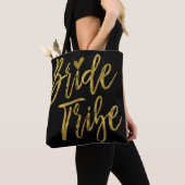 Bruid Tribe Goud en Zwarte Wedding Party Bag Tote Bag (Dichtbij)