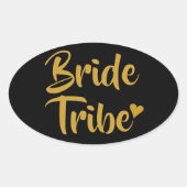 Bruid Tribe Goud Hart Ovale Sticker (Voorkant)