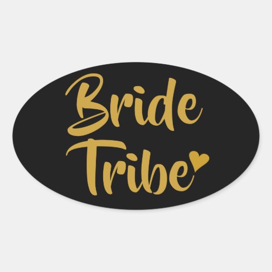 Bruid Tribe Goud Hart Ovale Sticker (Voorkant)