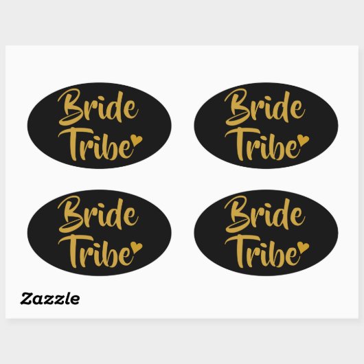 Bruid Tribe Goud Hart Ovale Sticker (Vel)