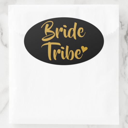 Bruid Tribe Goud Hart Ovale Sticker (Tas)