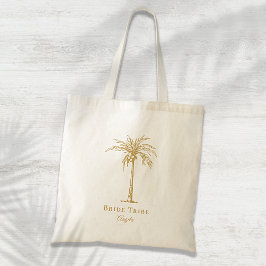 Bruid Tribe Goud Tropische Palm Tree Custom Tote Bag