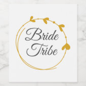 Bruid Tribe Gouden Geel Eenvoudige Hart Krans Wijn Etiket (Enkel label)
