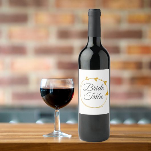 Bruid Tribe Gouden Geel Eenvoudige Hart Krans Wijn Etiket
