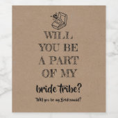 Bruid Tribe - Grappig bruidsmeisje voorstel Wijn Etiket (Enkel label)